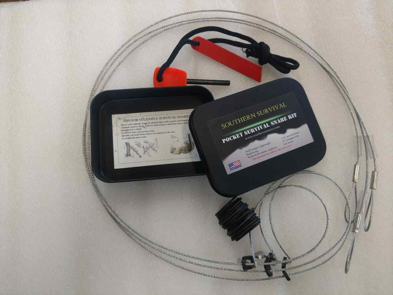 SURVIVAL SNARE KIT POCKET SIZE SMALL EASY TO CARRY SURVIVAL SNARE TIN SNARE KIT