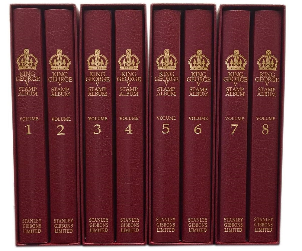Stanley Gibbons King George V Great Britain 8 Stamp Album Set 1910-1936 Free S&h