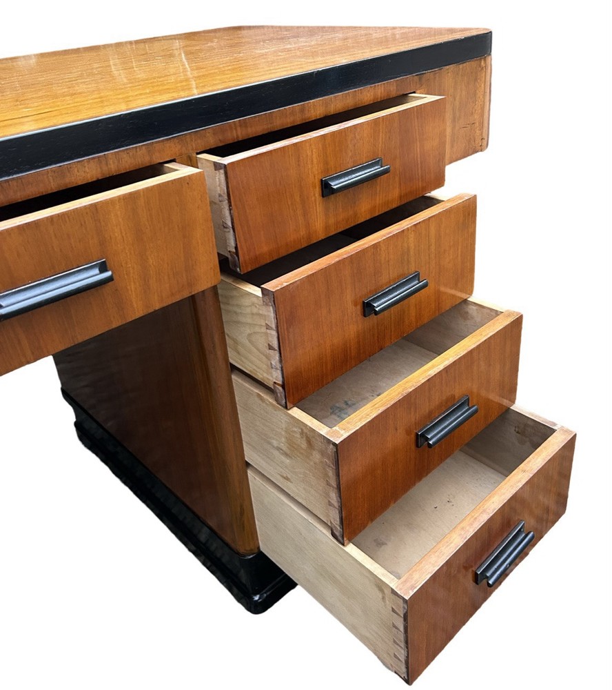 Art Deco blonde Walnut Desk
