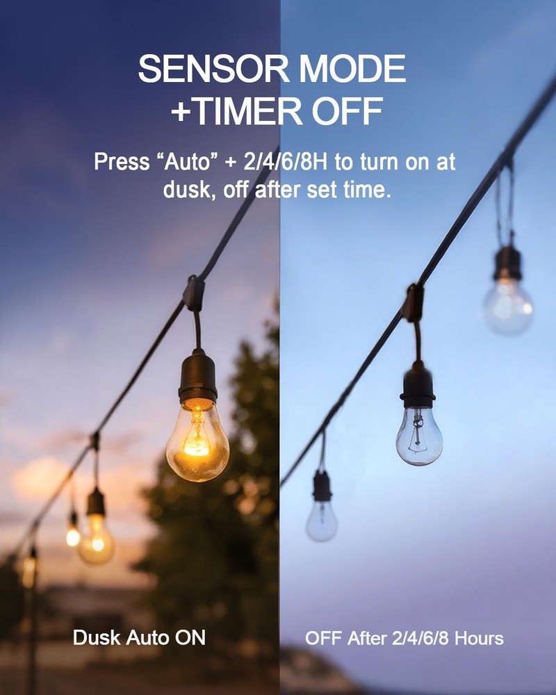 Outdoor Dimmer Plug for String Lights with Remote, 600W Plug-in Dimmer Switch...