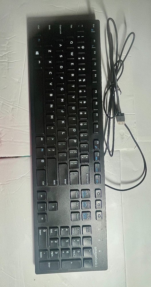 Amazon Basics USB Wired Computer Keyboard (QWERTY) and Mouse Bundle Pack, Black