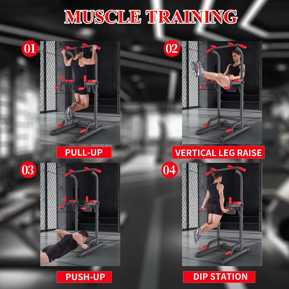 Power Tower Dip Station, Pull up Bar Station & Multi-Function Gym Equipment for