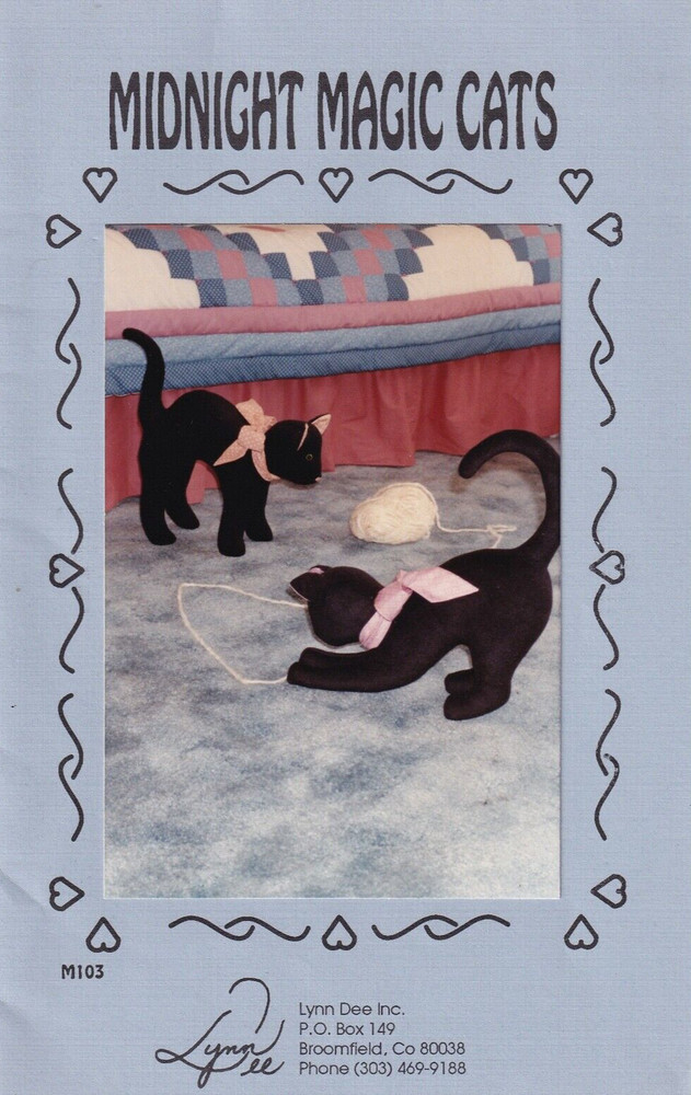 Midnight Magic Cats Craft Pattern by Lynn Dee (Makes 12" Tall Cats)