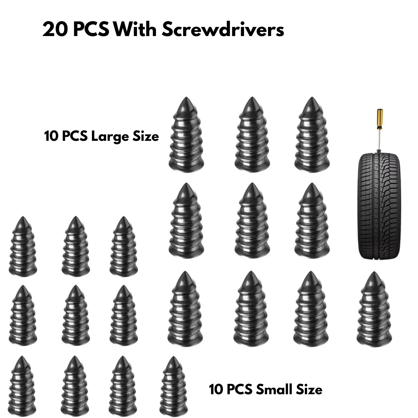 20 Pcs Tire Repair Rubber Nail Screw Tire Plugs Quick Puncture for Car
