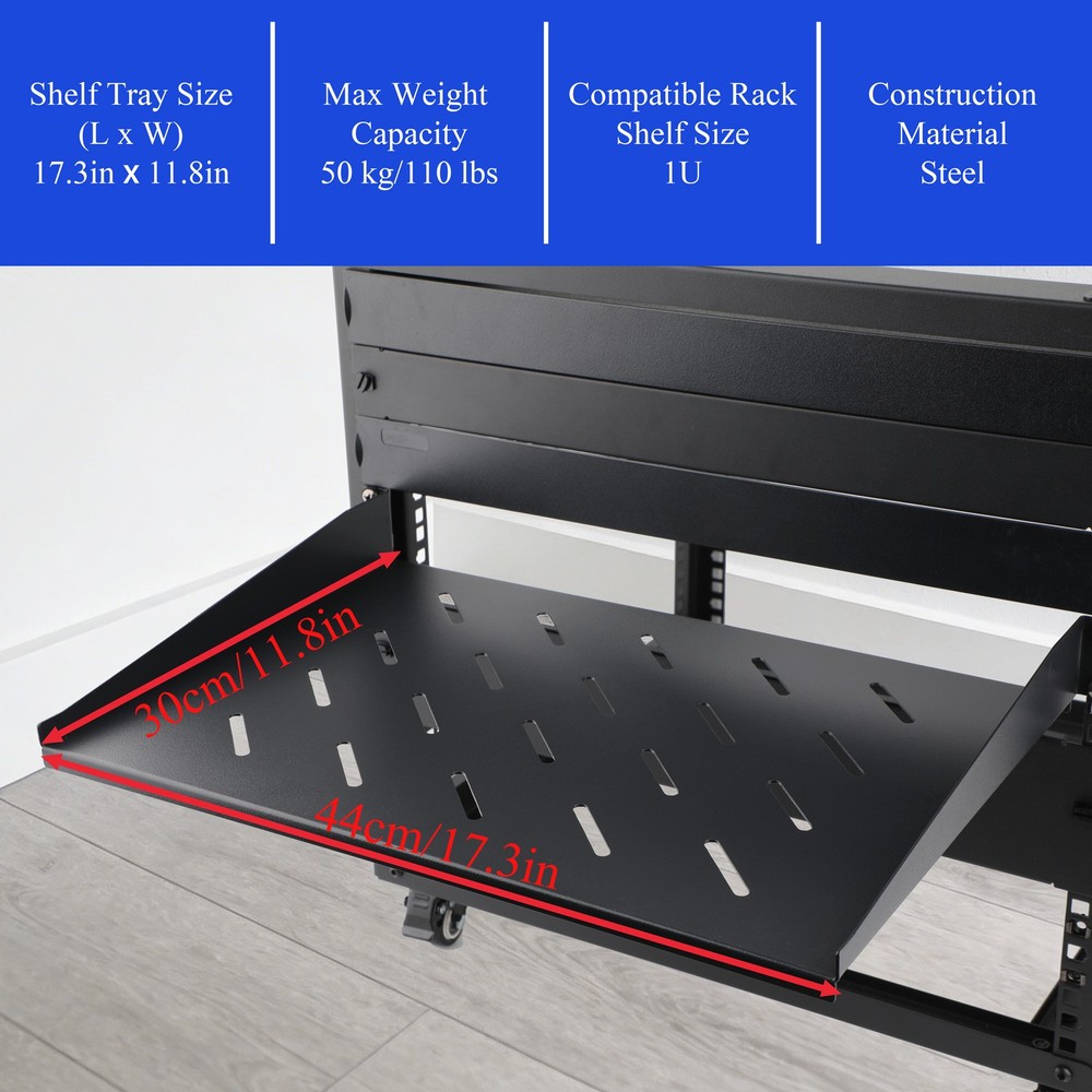 1/2Pcs 19" Rack Mount Fixed Rack Server Shelf 1U Vented Rack Mount Tray