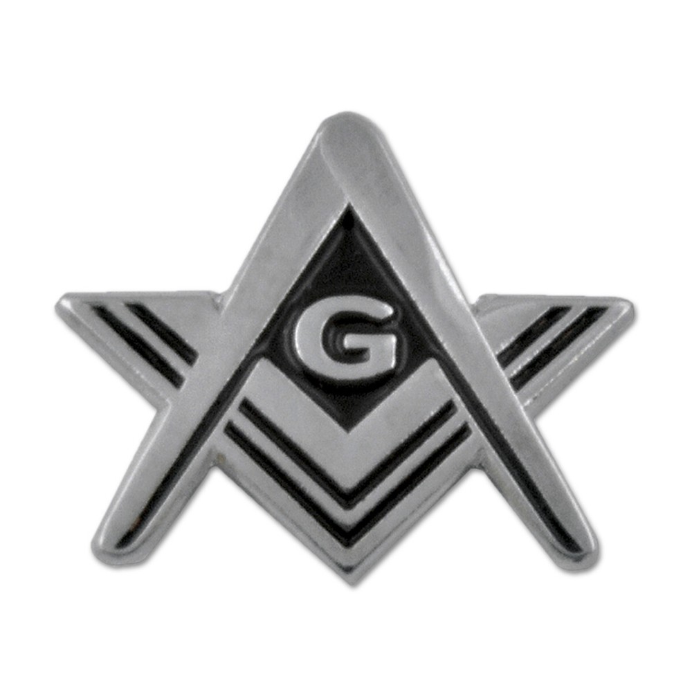 Square & Compass Masonic Lapel Pin - [Silver & Black][3/4'' Wide]