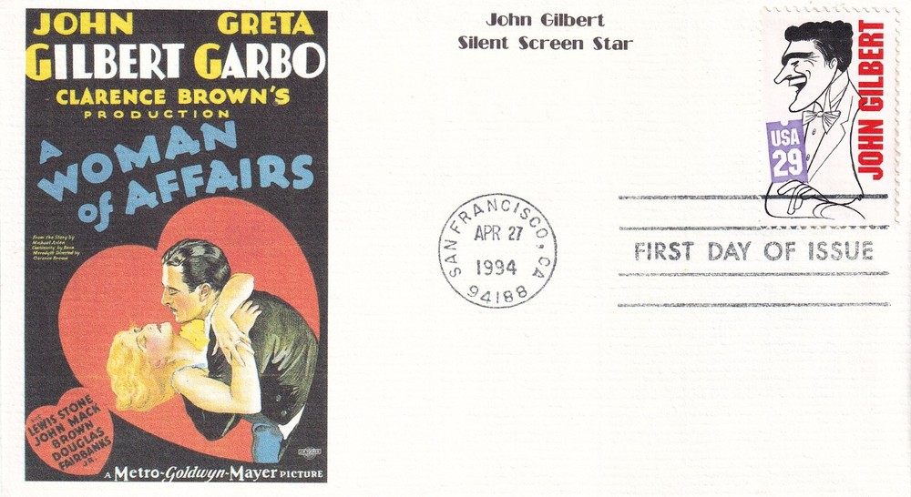 STAMP US SCOTT 2823 "Silent Screen Stars-John Gilbert " 29 CENT 1994 FDC - A