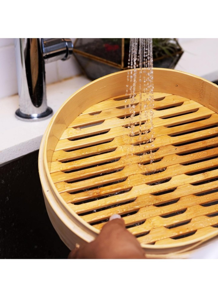 Prime Bamboo Steamer Basket 10 inch, Dumpling Maker, Vegetable Steam