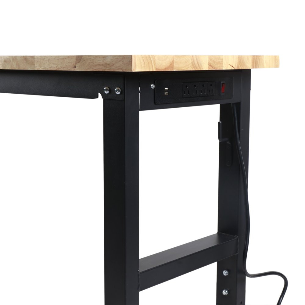 GARAGE WORKBENCH 4-Ft Table Heavy-Duty Adjustable Height Steel Frame