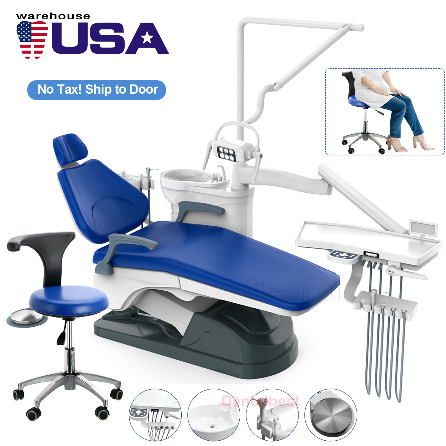 Dental Unit Chair Computer Controlled DC Motor PU Hard Leather+Doctor's Stoo FDA