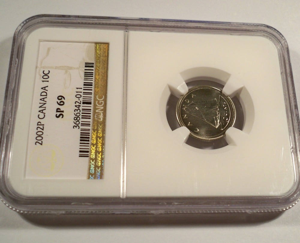 2002-P CANADA NGC SP69 DIME 10c REVERSE PROOF TYPE SPECIMEN MS 69