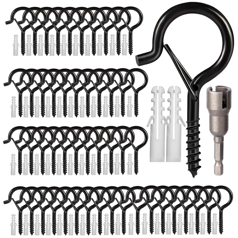 Hooks for Outdoor String Lights, 52 Pack Screw Hooks for Hanging Plants Led P...