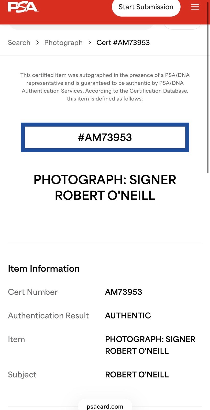 PSA DNA ROBERT O'NEILL /911 KILLED BIN LADEN SIGNED 11x14 PHOTO STORY SEPT 11