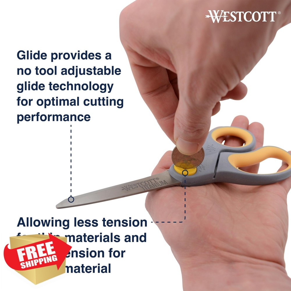 Westcott 8" Titanium Scissors - 2 Pack Soft Handle, Precision Blades