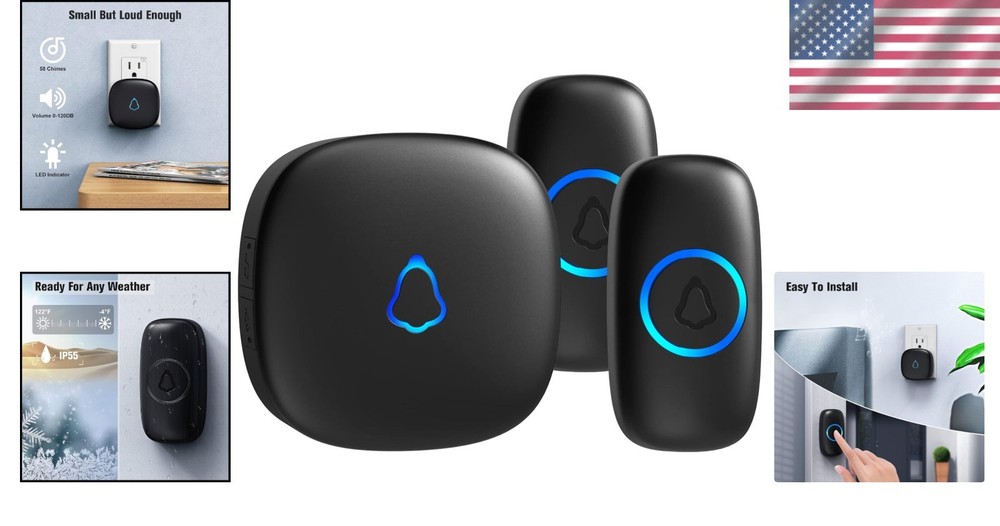 Smart & Stylish Wireless Doorbell with 2 Buttons & Memory Function - Waterproof