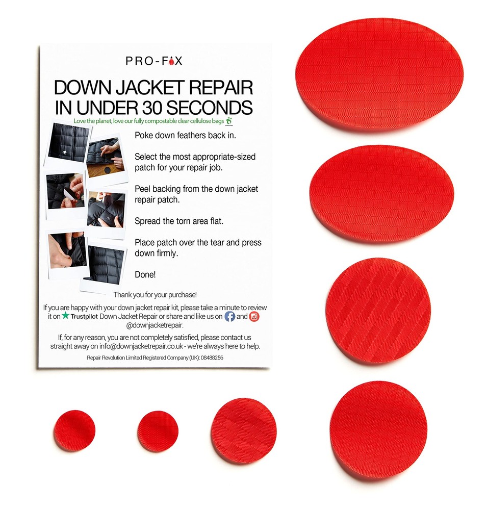 Self-Adhesive Waterproof Repair Patch Kit - 30-Second Fix for Down Red