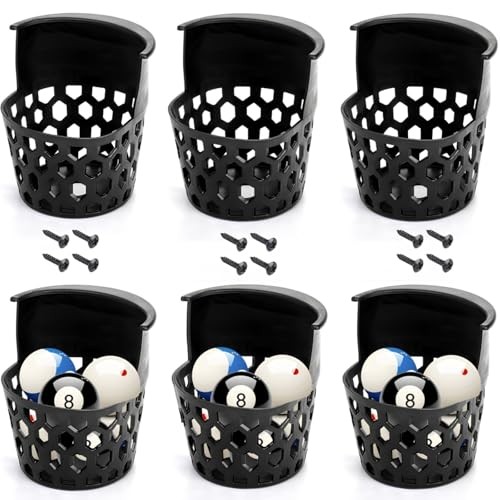 6 Pack Pool Table Pockets, Heavy Duty Billiard Set Including 4 Corner and 2