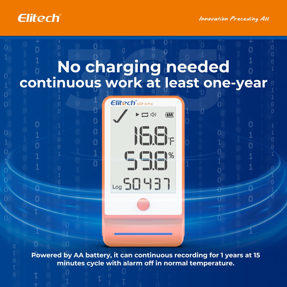 Elitech Bluetooth Temperature Humidity Data Logger Vaccine Recorder GSP-6Pro