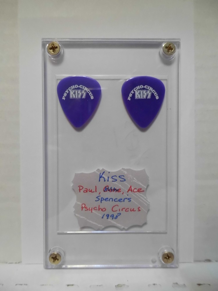 KISS "PAUL & ACE" 2 GUITAR PICKS IN CASE~1998 READ DESCRIPTION #77