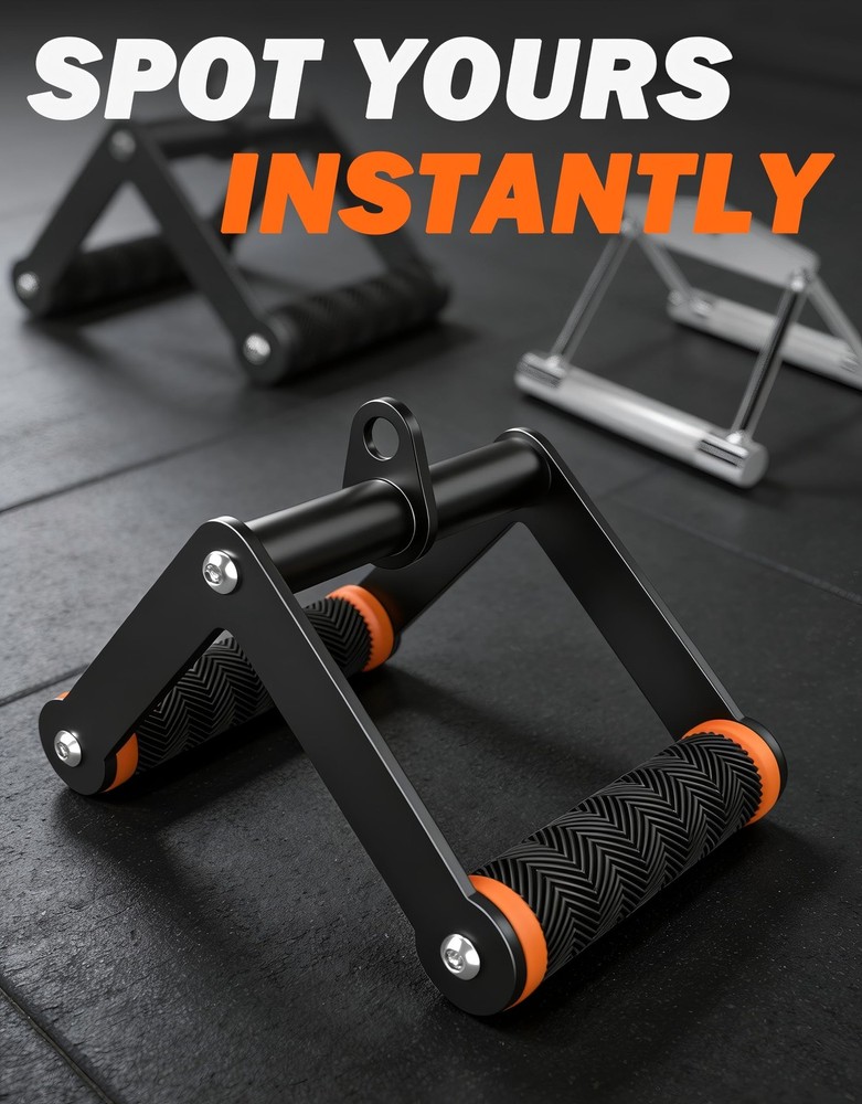 Double D Row Handle Cable Attachment for Gym & Home Workouts, V Bar Cable Att...