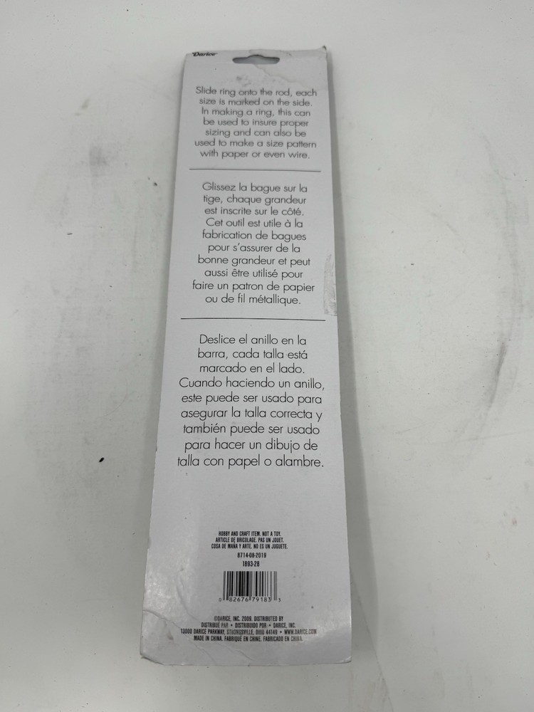 DARICE Jewelry Designer PLASTIC RING SIZER Sizes 1-15, Packaging Has Issues