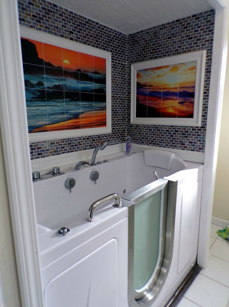 36 x 24 Mural Ceramic Ocean Sunset Decor Bath Tile #365