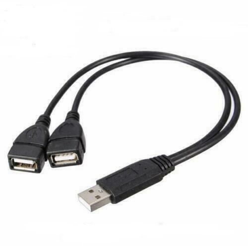 USB 2.0 A Male To 2 Dual USB Female Jack Y Splitter Hub Power Cord Adapter Cable