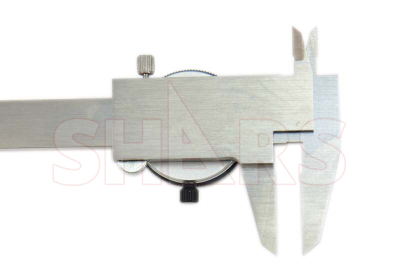 SHARS 4" DIAL CALIPER SHOCK PROOF .001" STAINLESS 4 WAY + Inspection Report ^}