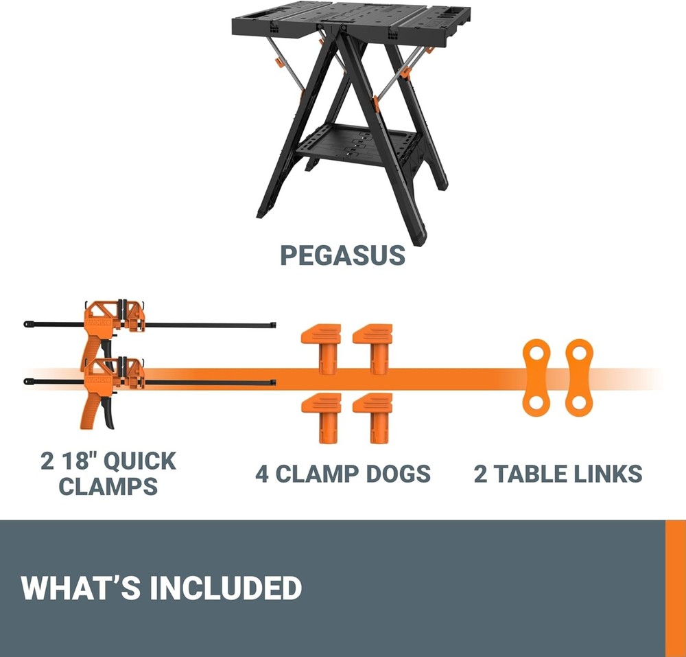 Pegasus 2-in-1 Folding Work Table & Sawhorse Easy Setup Portable Workbench 31" W