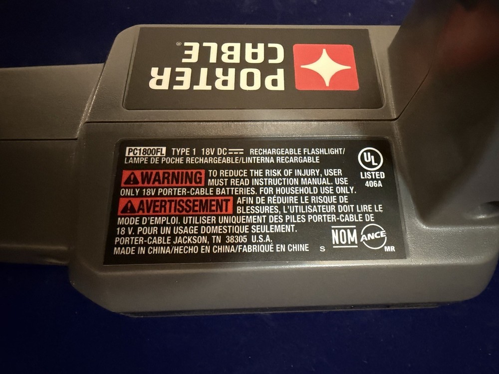 New Porter Cable OEM PC1800FL Flashlight