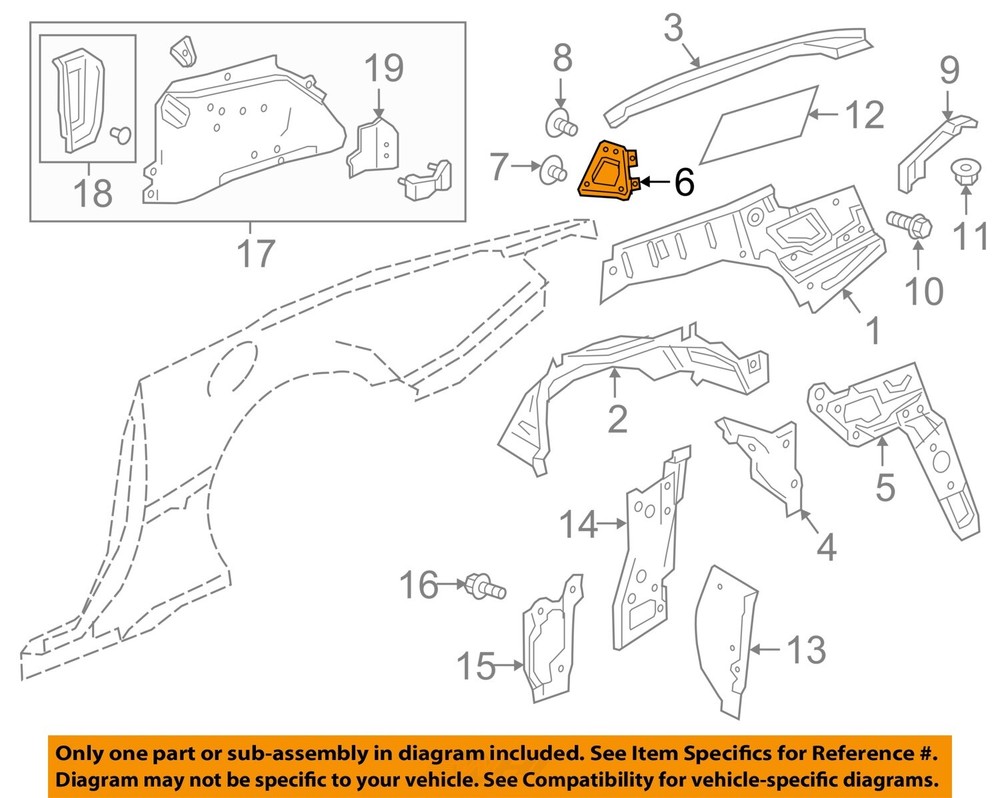 GM OEM 16-24 Camaro Quarter Panel Inner Structure-Front Bracket 23264556