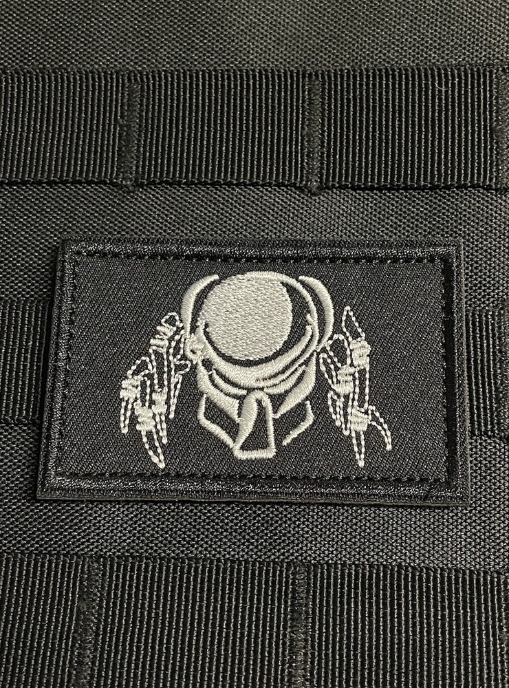 Predator Alien Tactical Military Hook Loop Patch White