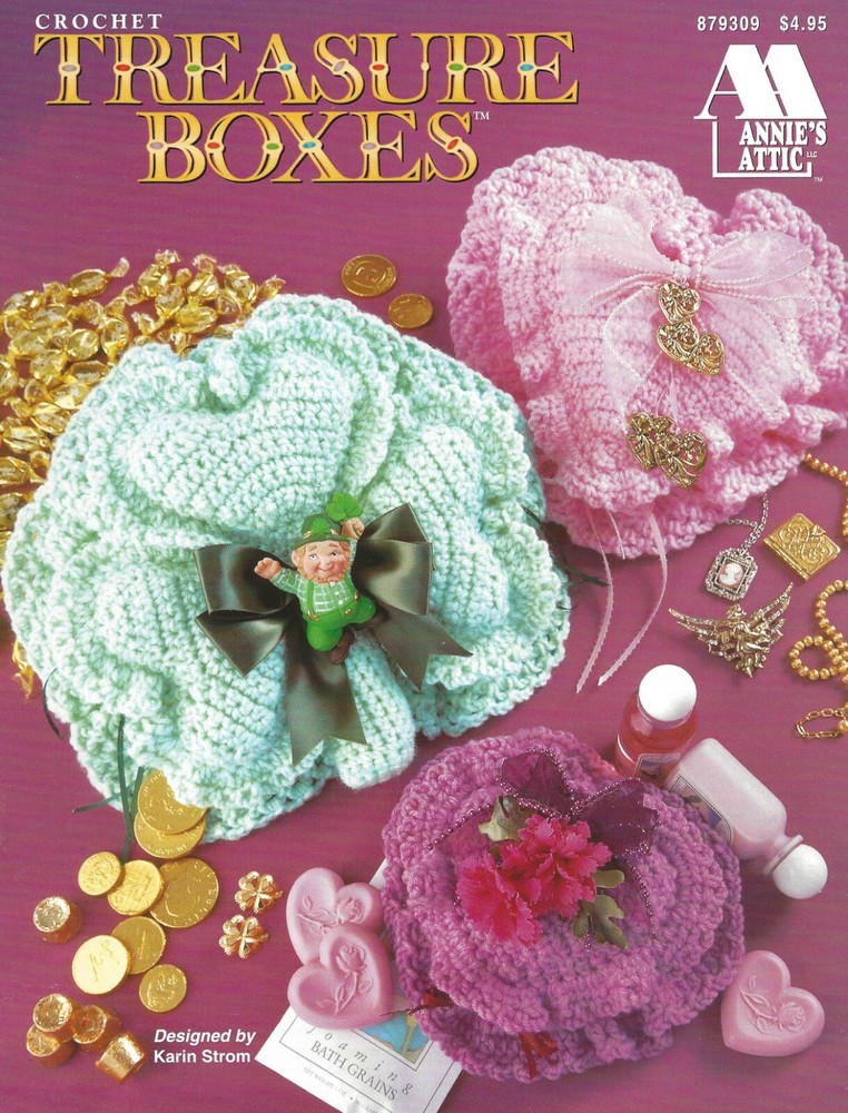 Treasure Boxes Crochet Heart Shamrock Circular Square Rectangular Secret Stash