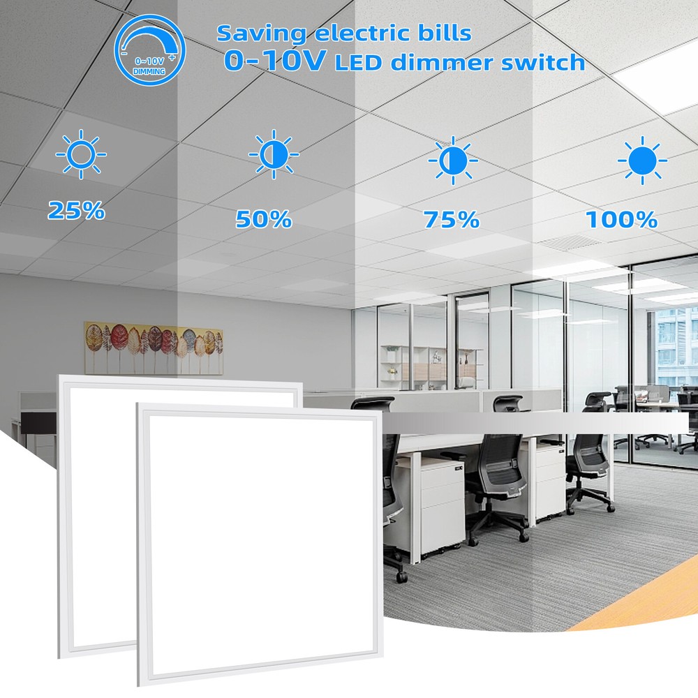 6 Pack 2X2FT LED Panel Light 45W Drop Ceiling Troffer Flat Fixtures 5000k White