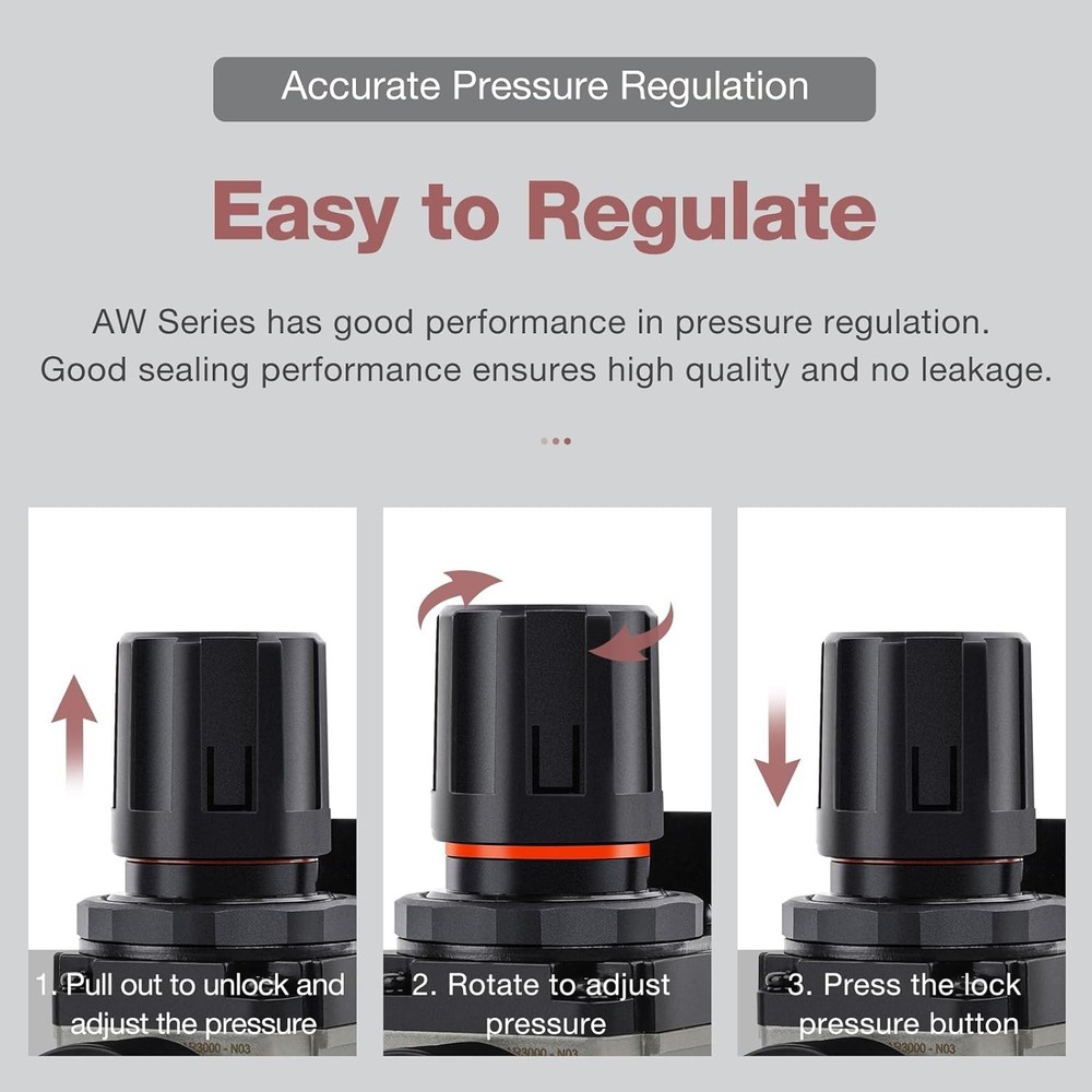 Compressed Air Regulator Piggyback with Poly Bowl