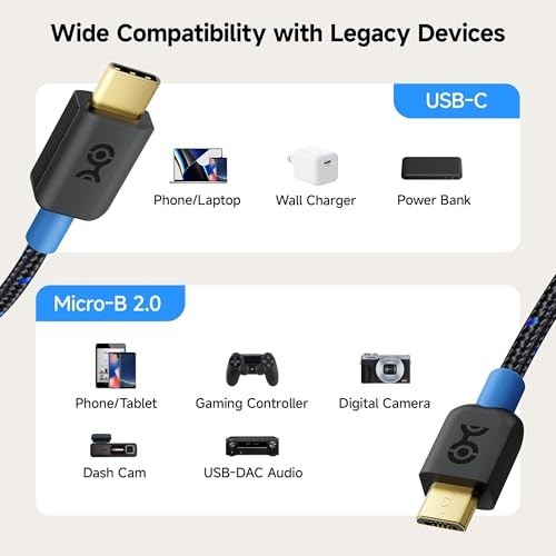 Cable Matters Braided USB C to Micro USB Cable - 3.3Ft, Micro-Usb to USB-C Cable