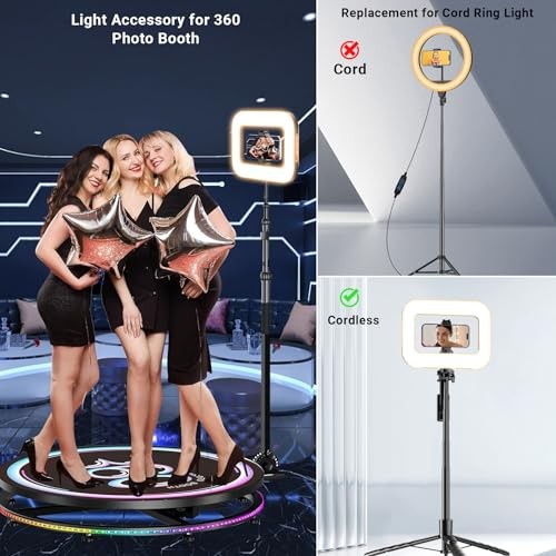 Rechargeable Ring Light Without Stand, Cordless Square Ring Light for 360