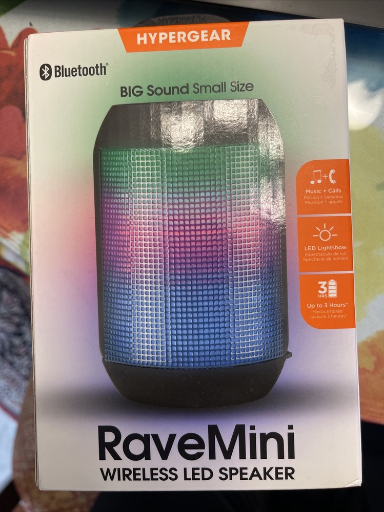 HyperGear RaveMini Bluetooth Wireless LED Speaker [Beat-Driven LED Lightshow]