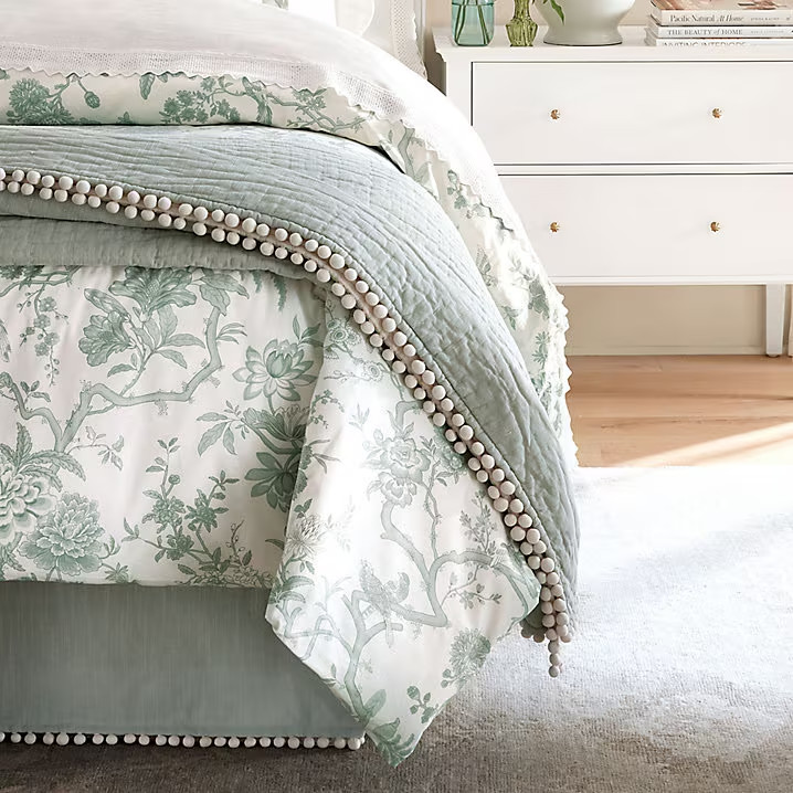 Ballard Designs Audree Pom Pom Bedskirt - No Import Fees