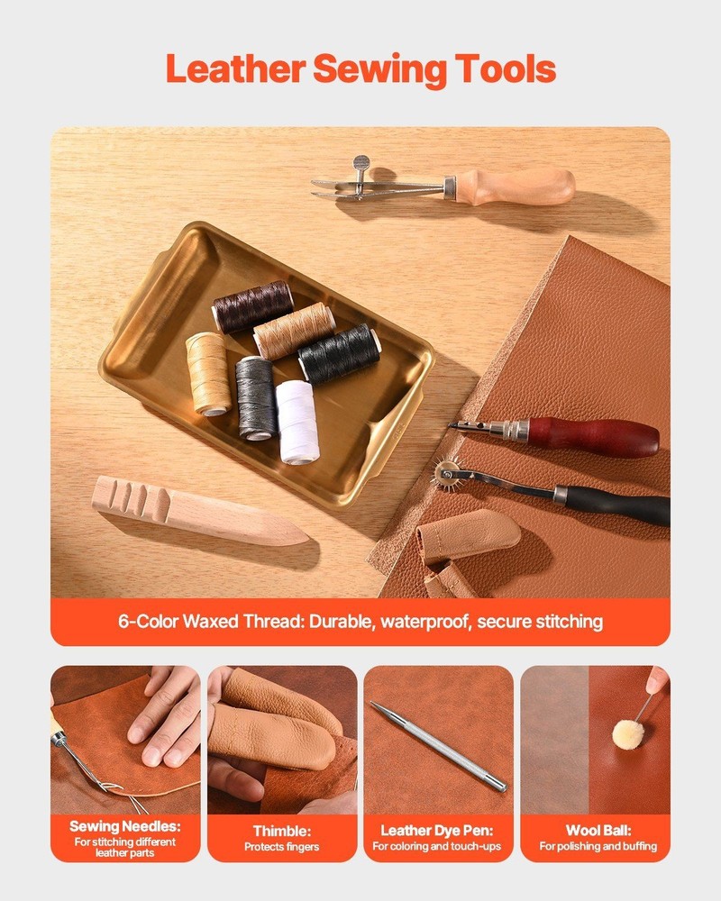 Ultimate Leather Artistry Kit Containing 59 Durable Craft Instruments