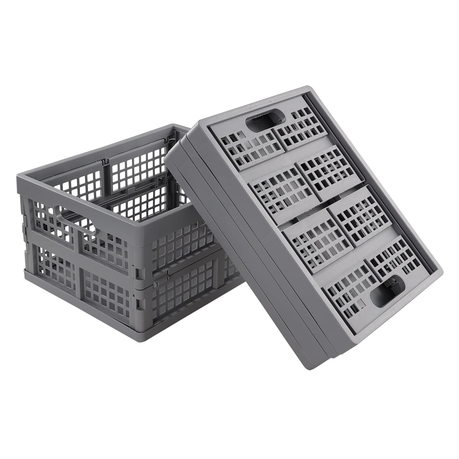 15 Liter Collapsible Storage Crate, Foldable Plastic Crates Set of 4