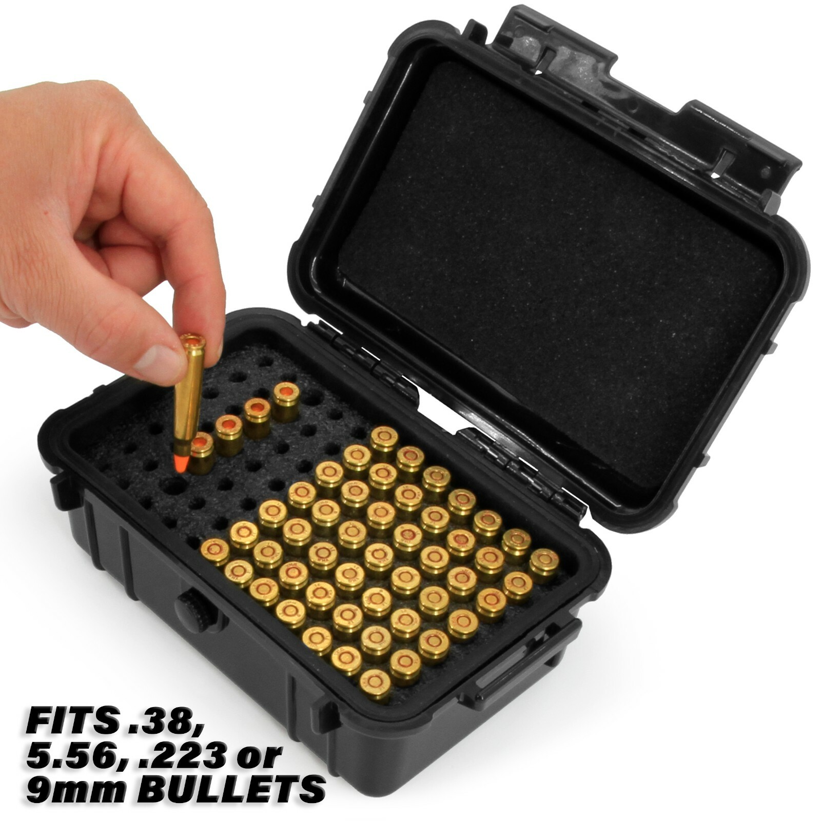 CM 9mm Ammo Box Fits 84 9mm Bullets in Waterproof Ammo Case with Ammo Crate Foam