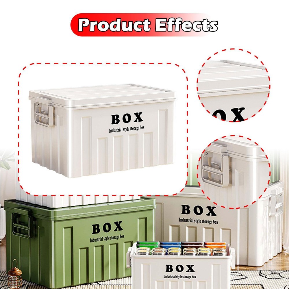 Lidded Storage Bin Multipurpose Heavy Duty Container for Clothes Tools Toys
