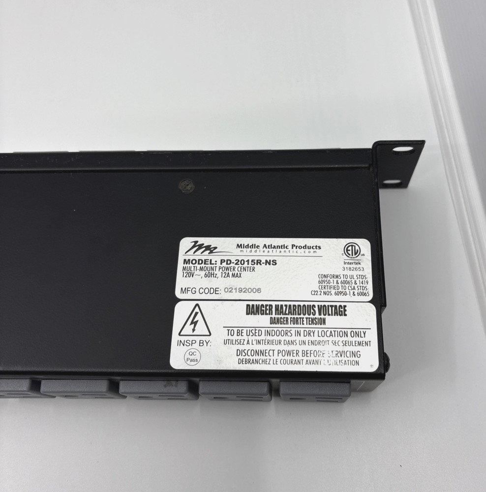 Middle Atlantic PD-2015R-NS Multi-Mount Rackmount Power Strip