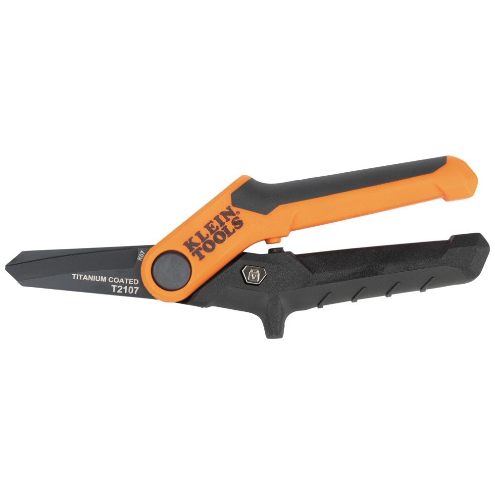 Klein Tools Compact Titanium-Coated Utility Shears, 7” T2107 Ambidextrous Use