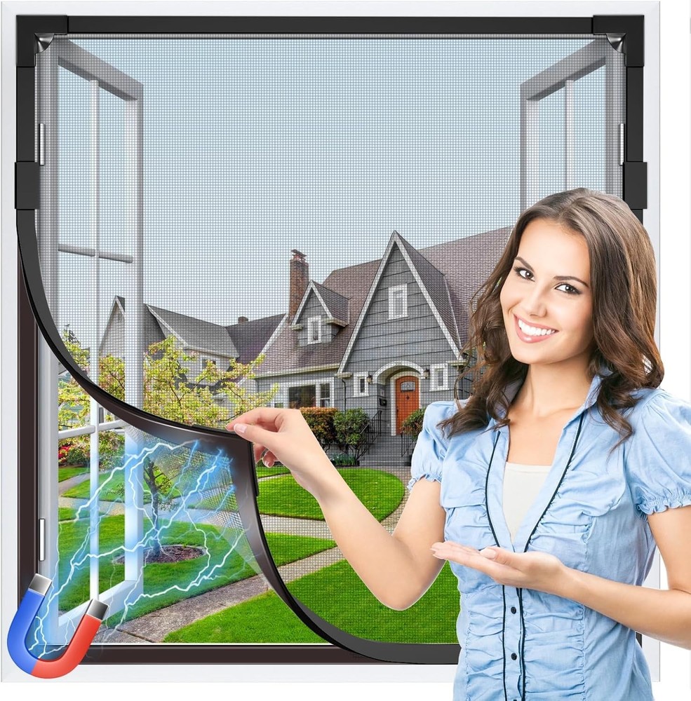 Window Screen Adjustable Magnetic Window Screen Replacement Max 39” x 59” DIY