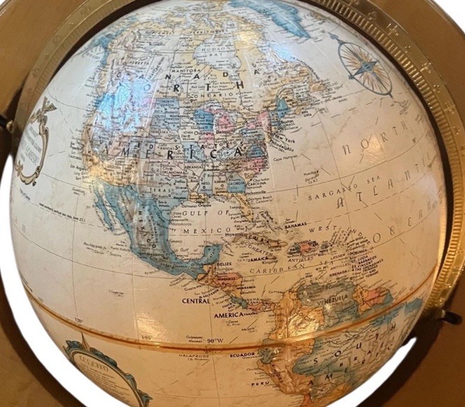 Replogle Regency 12” Antique Ocean Floor Globe Walnut Stand Library Study