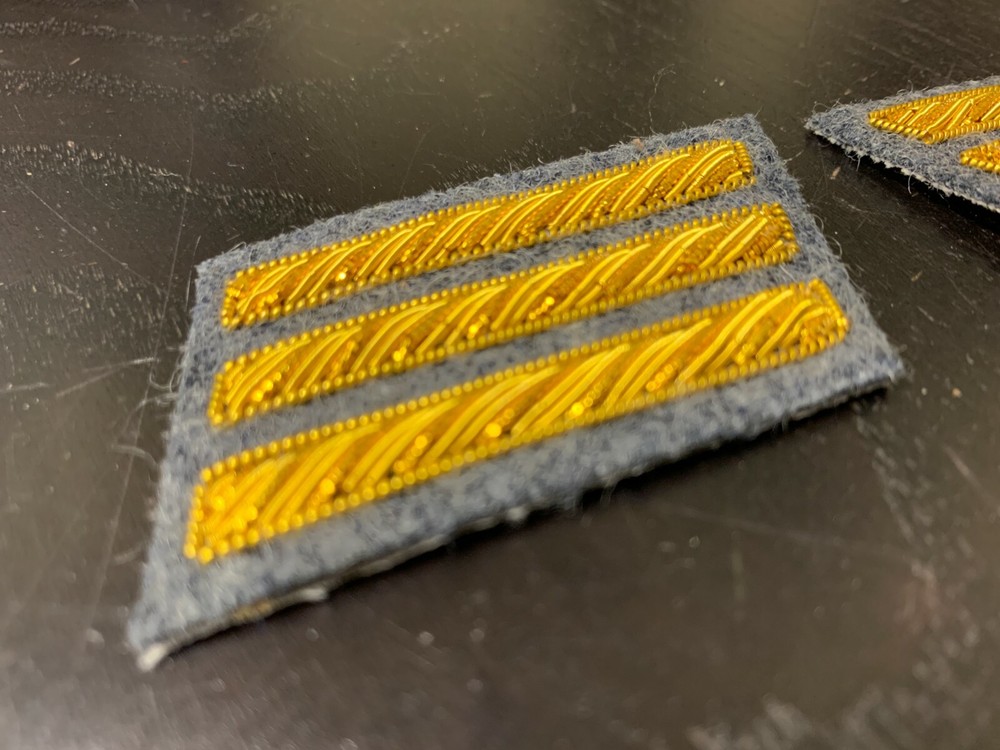 CSA Gold Embroidered Captains Bars - MEDIUM GREY Background Pair - NEW