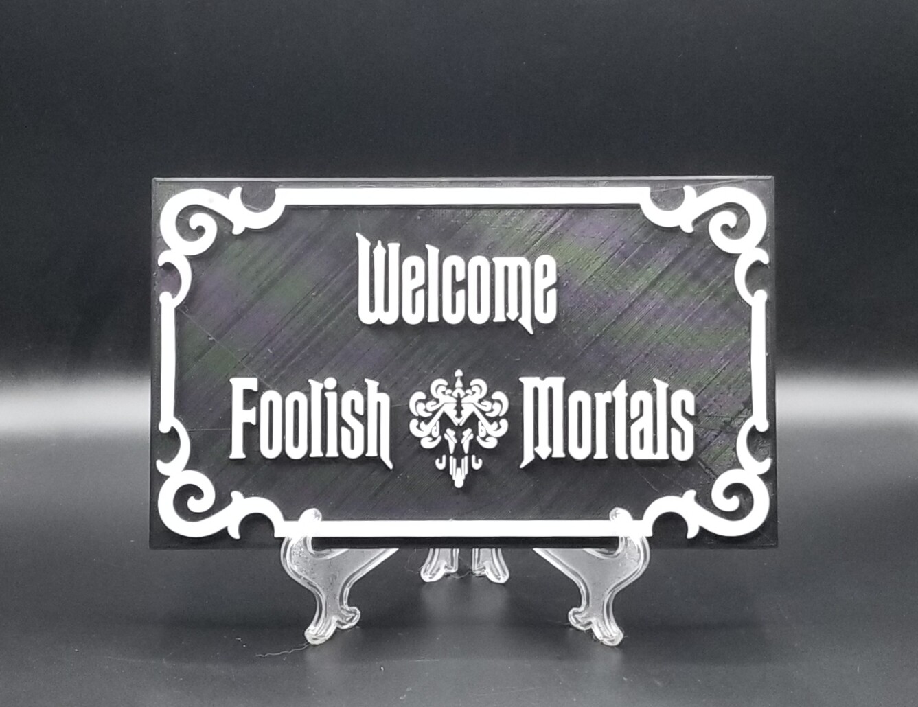 9" Glow in the Dark Haunted Mansion Inspired Welcome Foolish Mortals Prop Sign