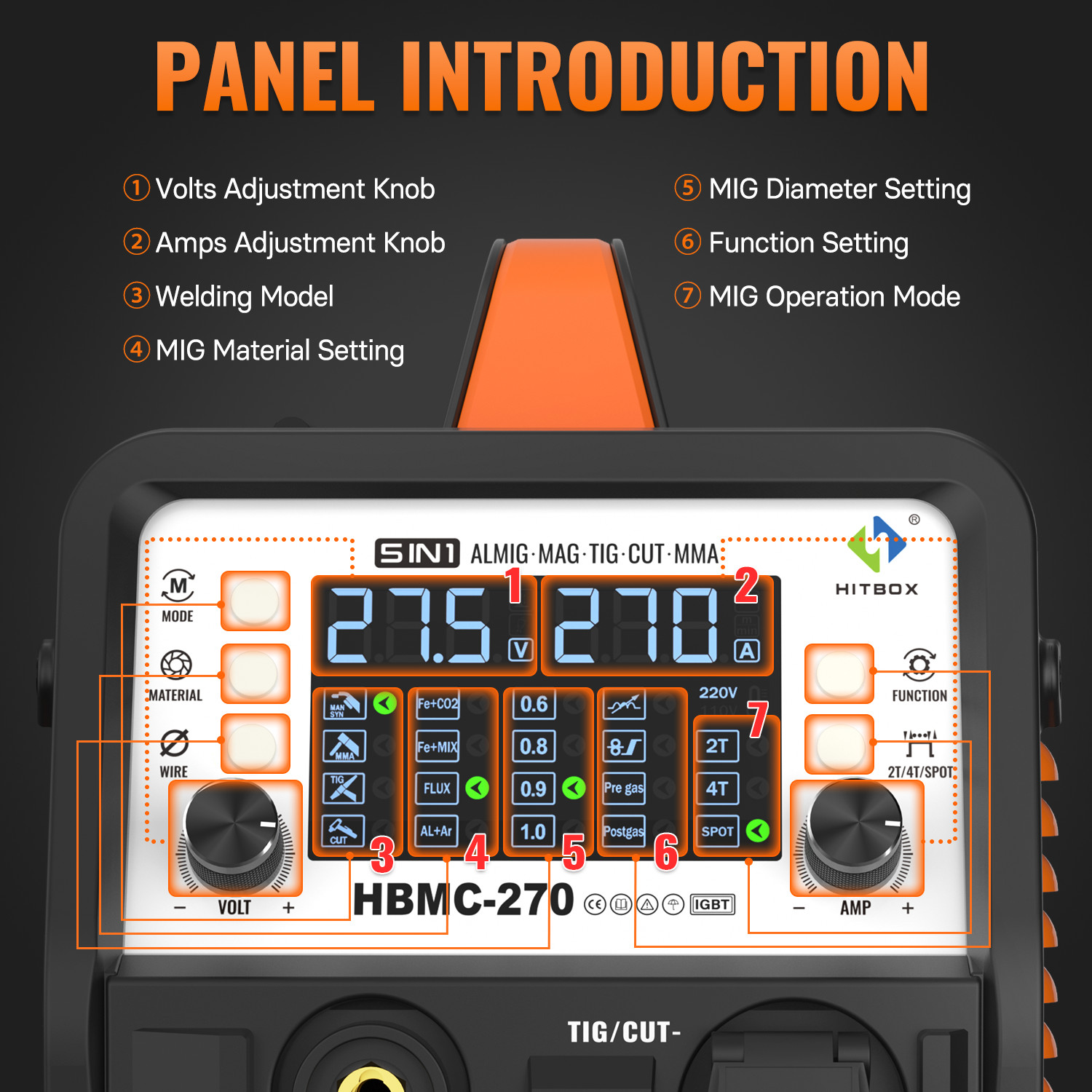 6-in-1 Welder 200Amp Aluminum Plasma Cutter Combo MIG/Stick/TIG/CUT Gas/Gasless.